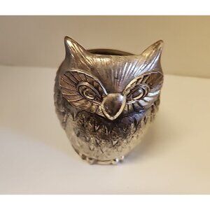 Vintage F B Rogers Silverplated Owl Planter Small Planter 4.25" with insert